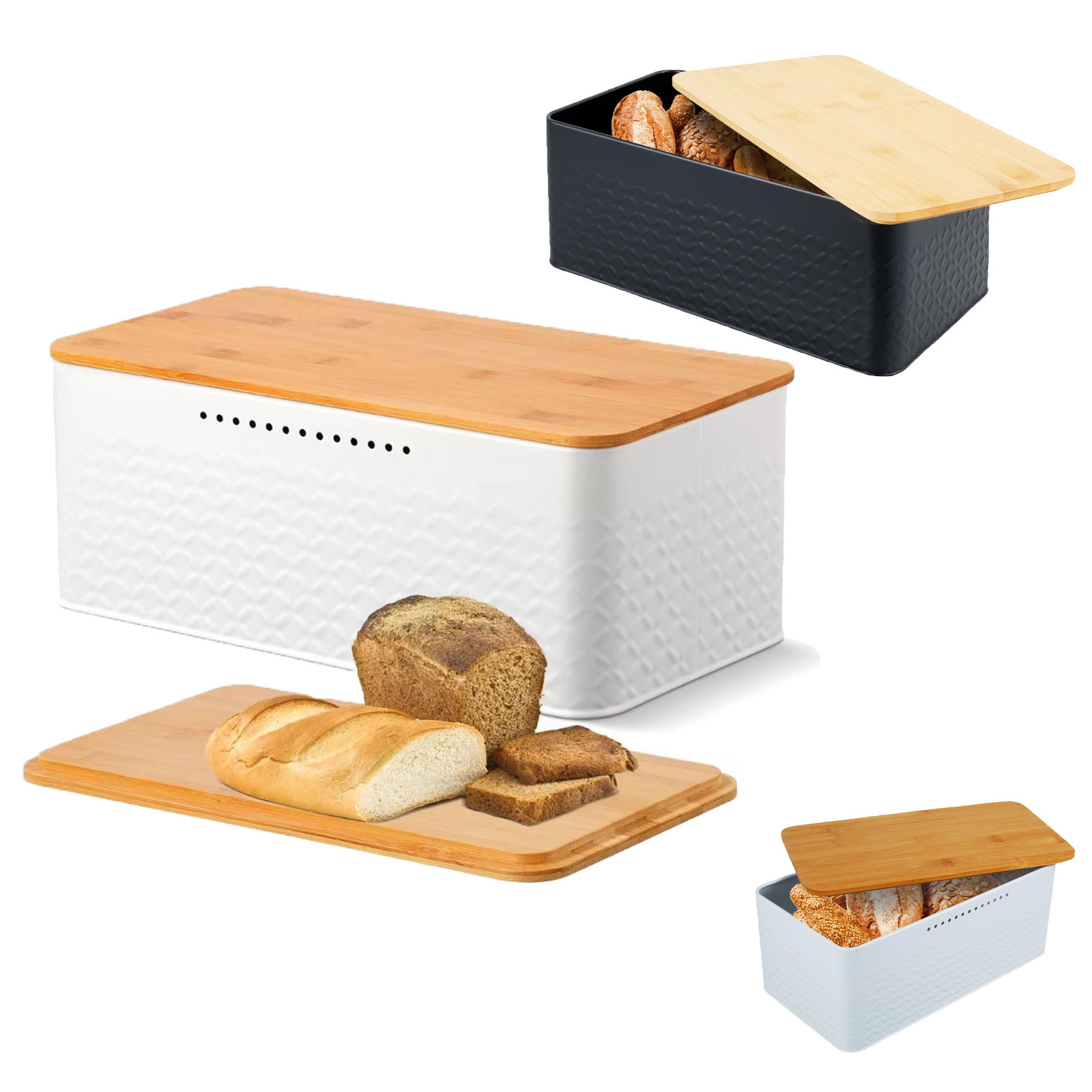 Food Storage Metal Box - Хлебница с бамбуковой крышкой, металлическая контейнер