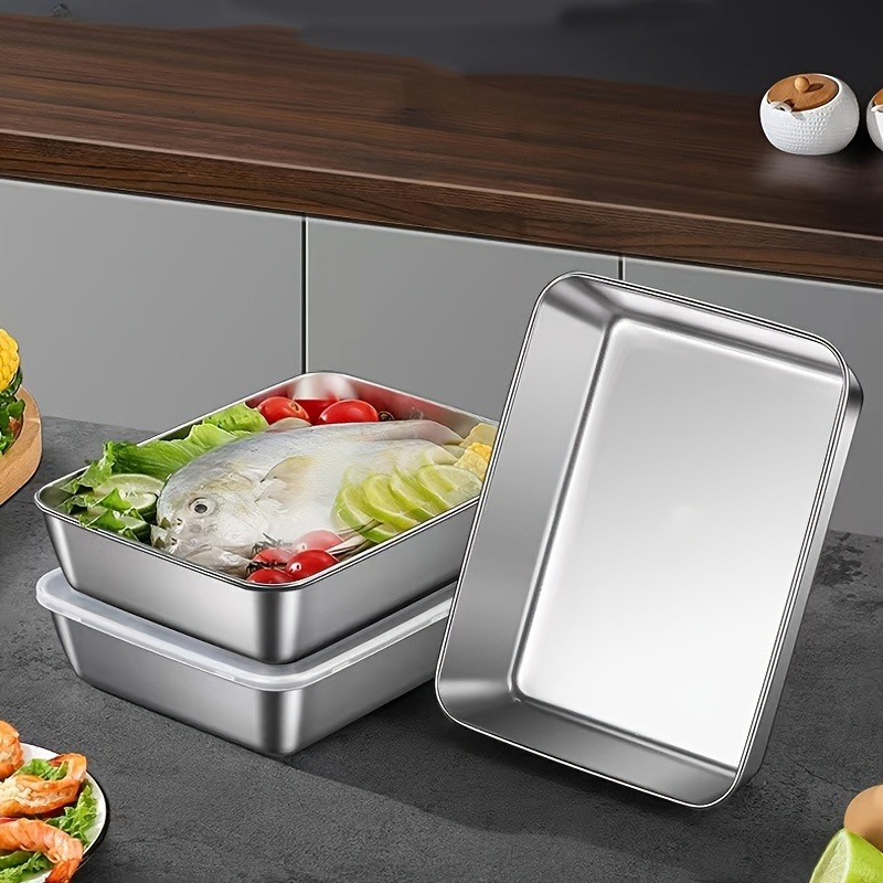 Food Storage Stainless Steel Containers - 3/6 шт. прямоугольных контейнеров для хранения