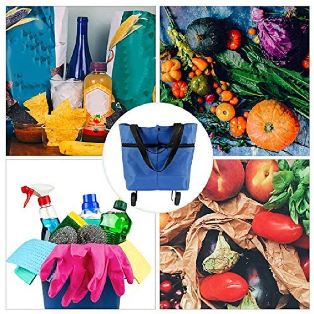 Food Storage Bags Reusable - Складная сумка на тележке для покупок,