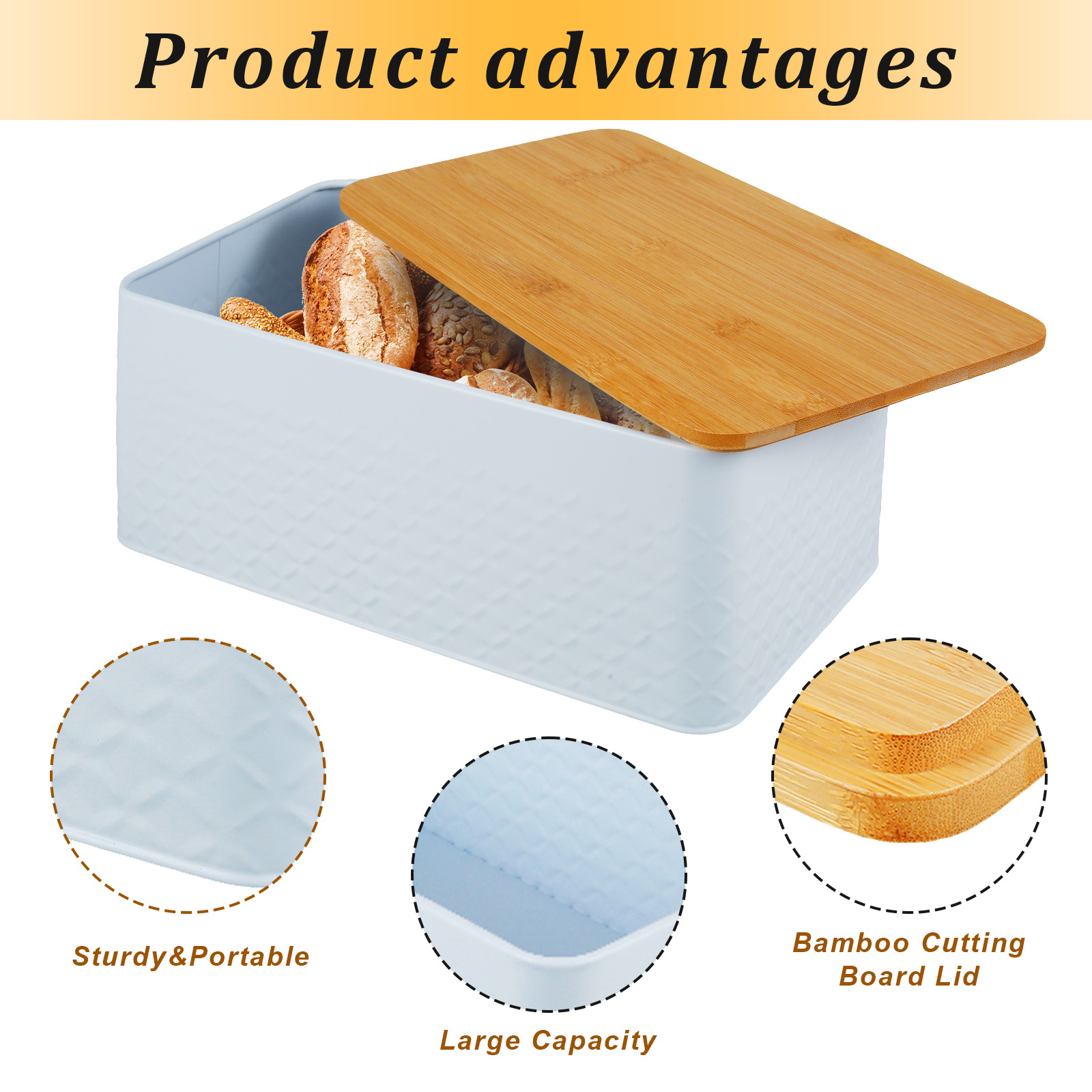 Хлебница с бамбуковой крышкой, – обзор и цена Food Storage Metal Box