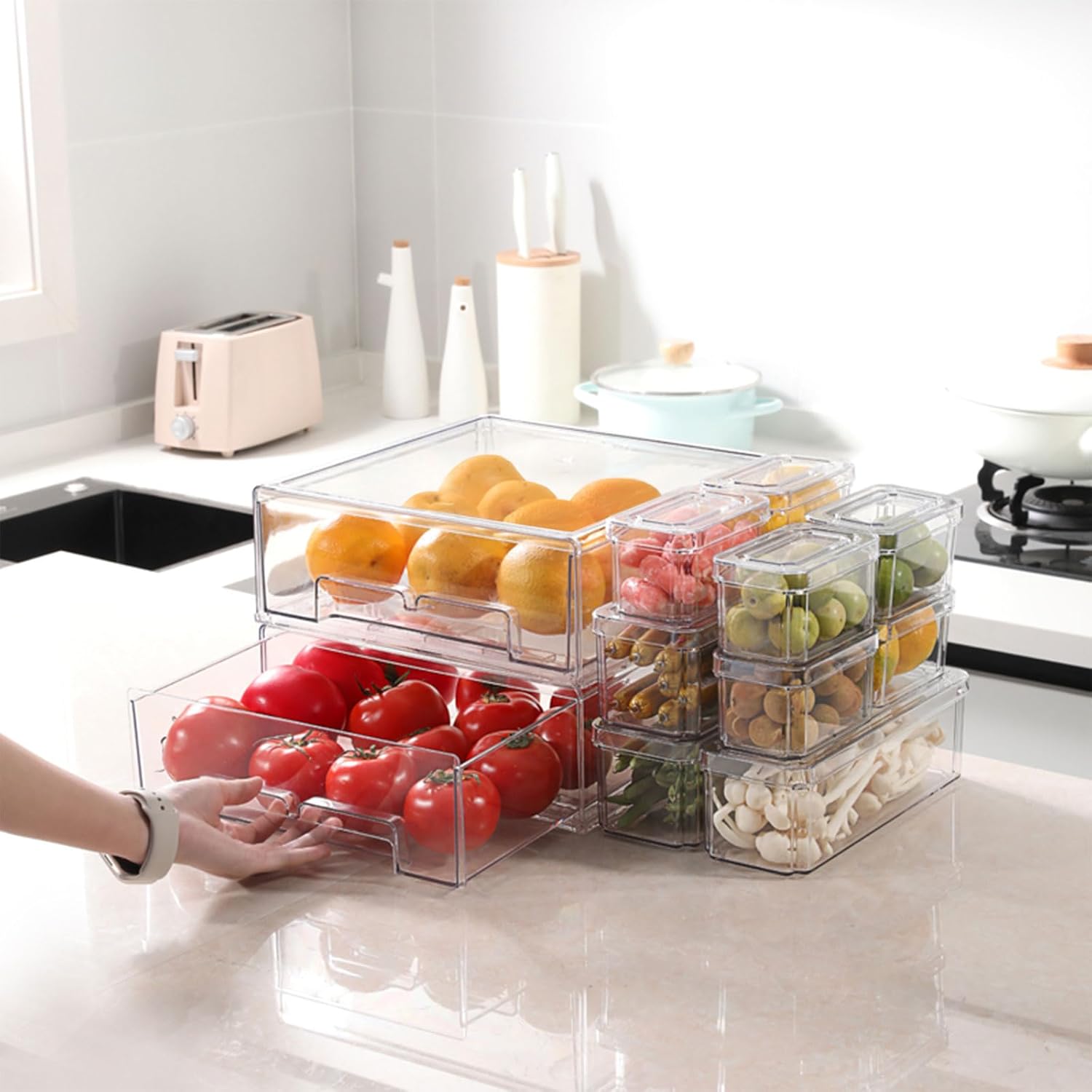 Набор из 10/14 контейнеров-орг – обзор и цена Stackable Pantry Bin